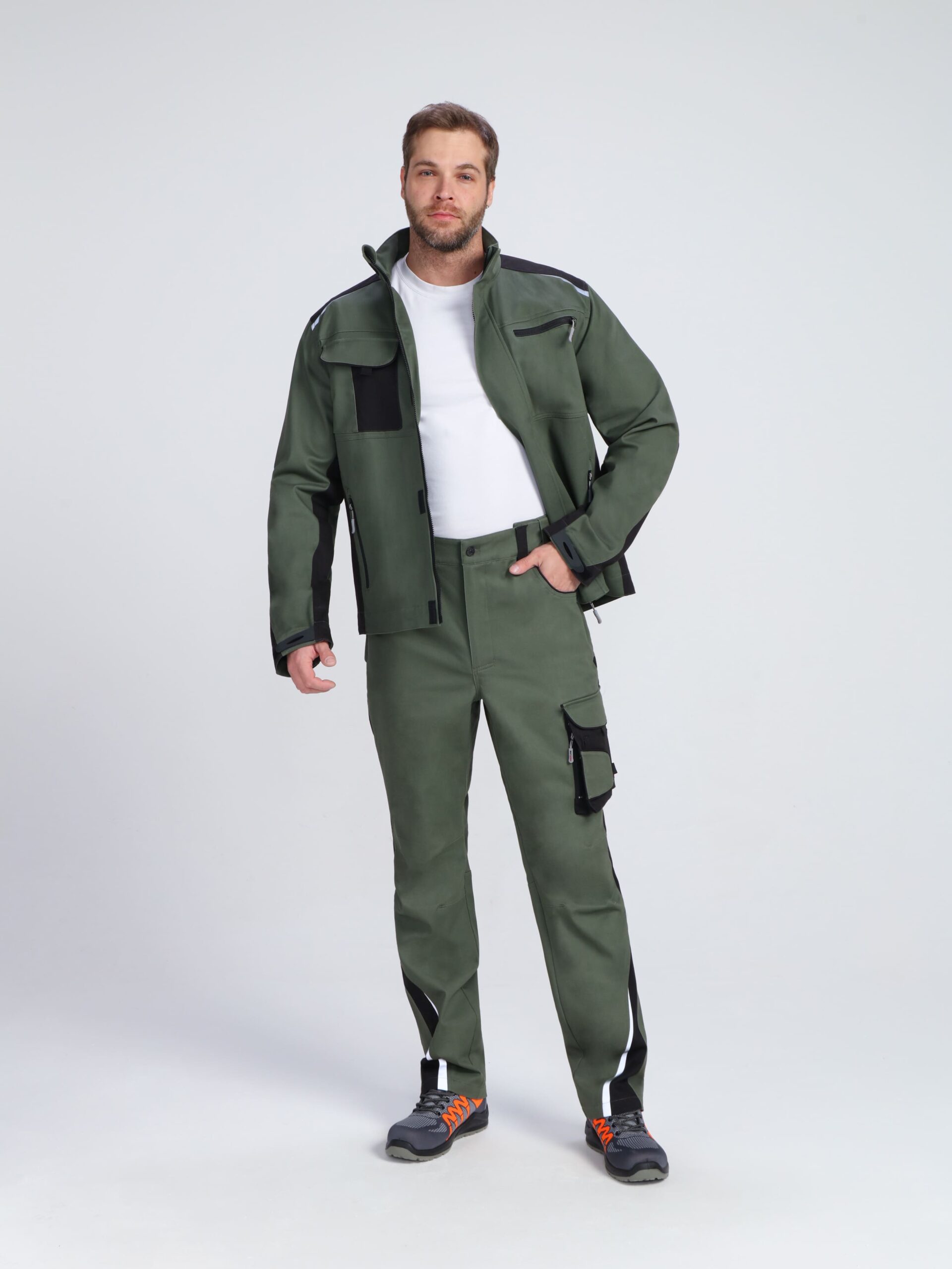 Куртка ProfLineLeader (тк.Хлопок/Спандекс,260), хаки/черный