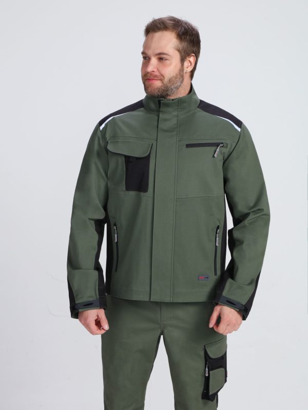 Куртка ProfLineLeader (тк.Хлопок/Спандекс,260), хаки/черный
