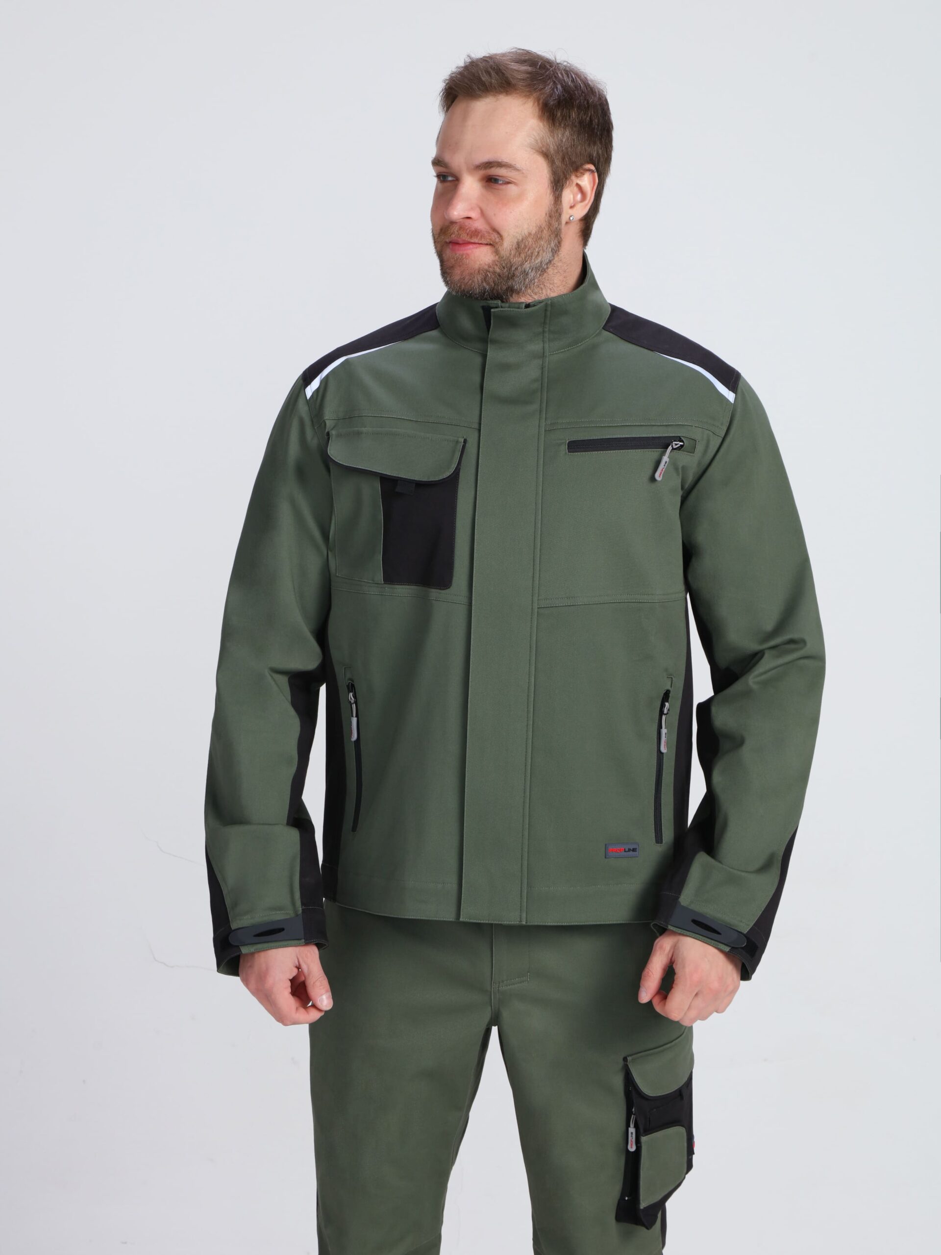 Куртка ProfLineLeader (тк.Хлопок/Спандекс,260), хаки/черный