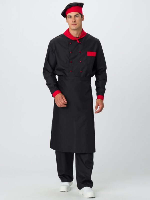 Костюм повара Шефирон (тк.Смесовая,120), черный/красный
