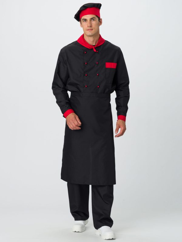 Костюм повара Шефирон (тк.Смесовая,120), черный/красный