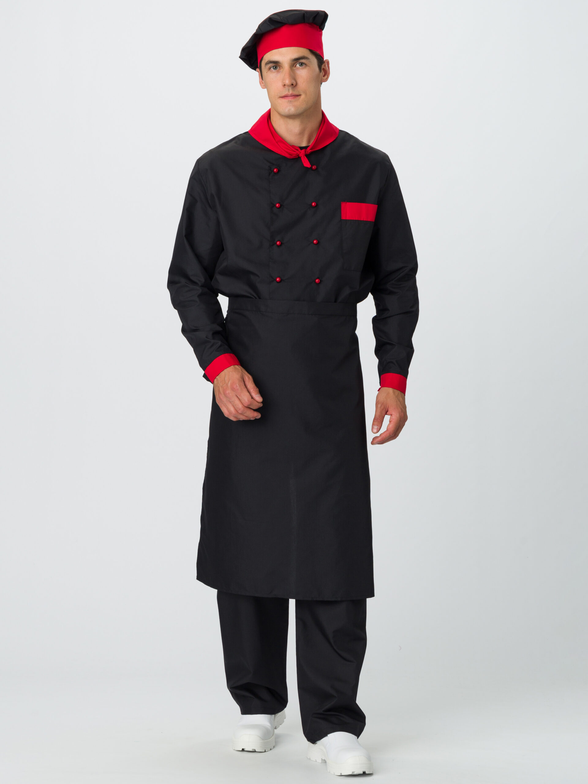 Костюм повара Шефирон (тк.Смесовая,120), черный/красный