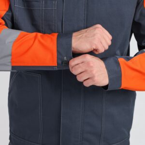 Костюм Бриготек-1 СОП (тк.Смесовая,260) брюки, т.серый/оранжевый