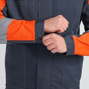 Костюм Бриготек-1 СОП (тк.Смесовая,260) брюки, т.серый/оранжевый