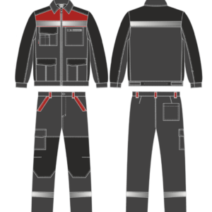 Костюм ProfLineBase-1 (тк.Твил,210) брюки, т.серый/черный/красный