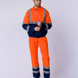 Костюм сигнальный с укороченной курткой (тк.Смесовая,210) п/к, оранжевый/т.синий
