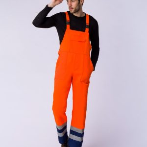 Костюм сигнальный с укороченной курткой (тк.Смесовая,210) п/к, оранжевый/т.синий