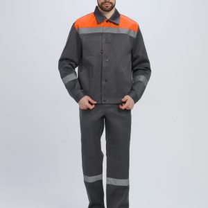 Костюм Лигор-1 СОП (тк.Смесовая,210) брюки, т.серый/оранжевый