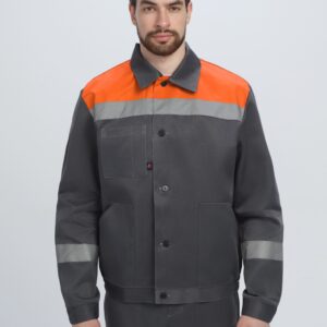 Костюм Лигор-1 СОП (тк.Смесовая,210) брюки, т.серый/оранжевый