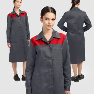 Халат женский Лигор (тк.Смесовая,210), т.серый/красный