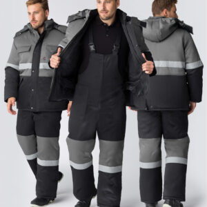 Костюм зимний Нордхард-2 СОП (тк.Смесовая,250) п/к, черный/серый
