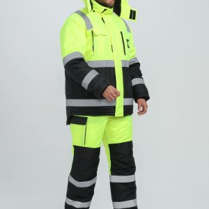 Костюм зимний сигнальный ProfLineSpecialist (тк.Оксфорд PU) брюки, желтый/черный