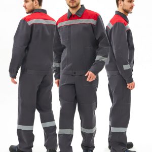 Костюм Липецк-1 СОП CH (тк.Смесовая,280) брюки, т.серый/красный