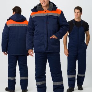 Костюм зимний на пуговицах Квайл-2 СОП (тк.Смесовая,210) п/к, т.синий/оранжевый-2