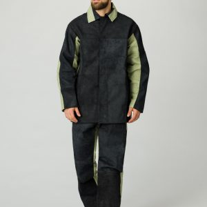 Костюм сварщика комбинированный 2 кл.защиты (тк.Брезент,550/Спилок S=2,3), черный/бежевый