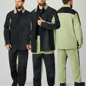 Костюм сварщика комбинированный 2 кл.защиты (тк.Брезент,550/Спилок S=2,3), черный/бежевый