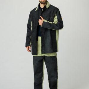 Костюм сварщика комбинированный 2 кл.защиты (тк.Брезент,550/Спилок S=2,3), черный/бежевый